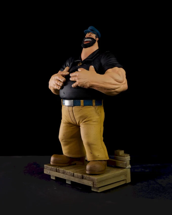 Bluto figurine – hand-painted resin collectible on wooden base by Polynur Design