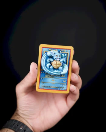 3D Wartortle Pokémon card magnet with swirling water effects bursting from the card.
